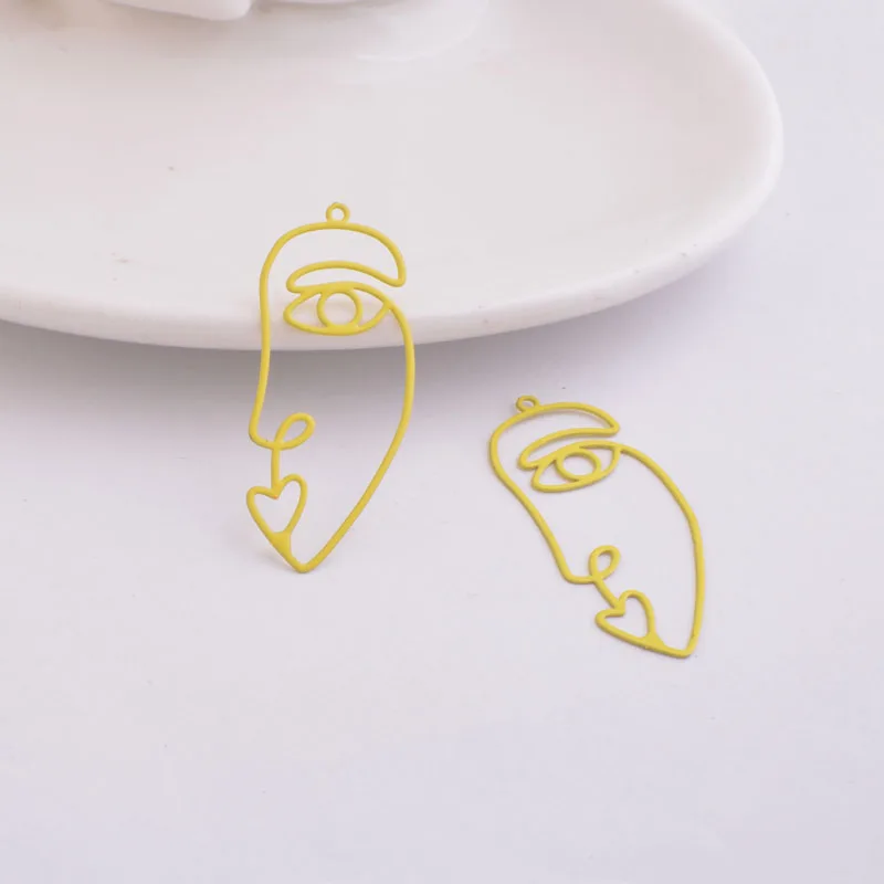 50pcs AC9607 15*38mm 크리 에이 티브 얼굴 귀걸이 Diy 수제 매력 금속 보석 펜던트