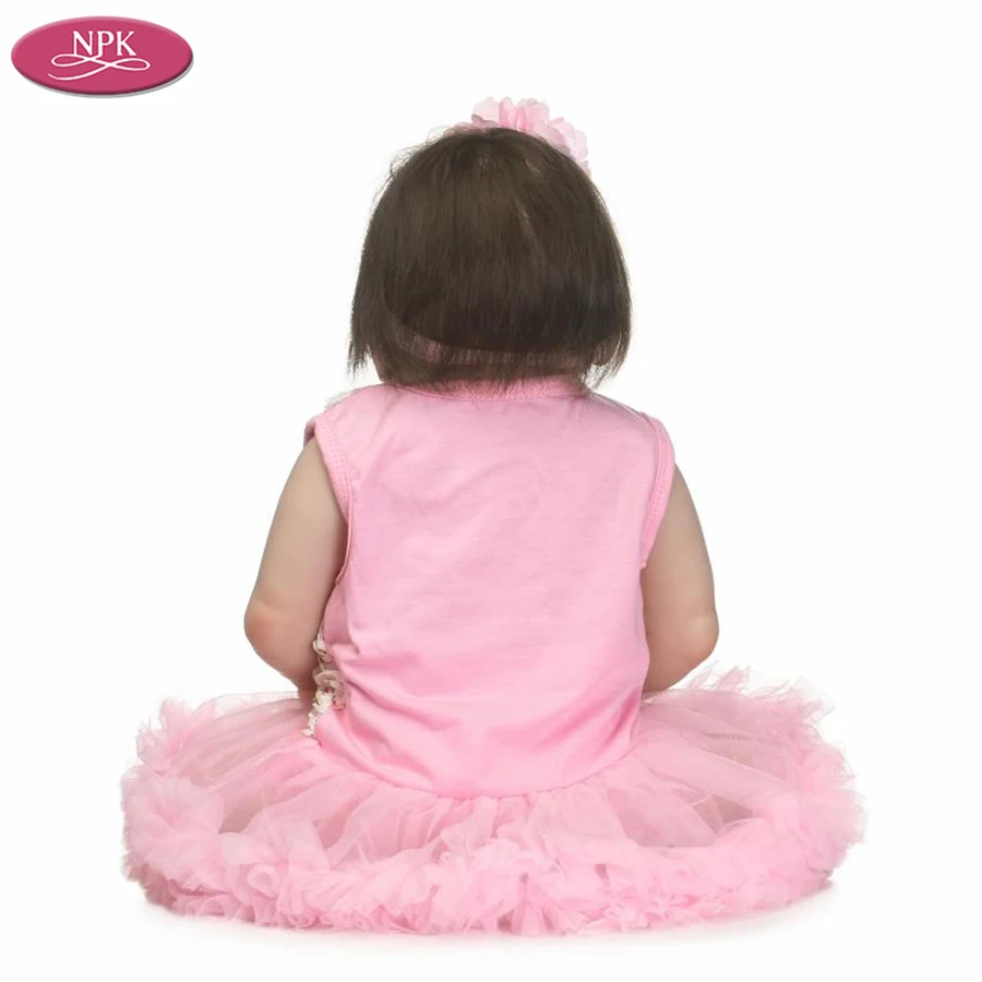 NPK 56CM Reborn Baby Girl Full Body Silicone Lifelike Doll Pink Princess 22inch Soft Vinyl Boenca Bebe Reborn Dolls Bathe Toys (4)
