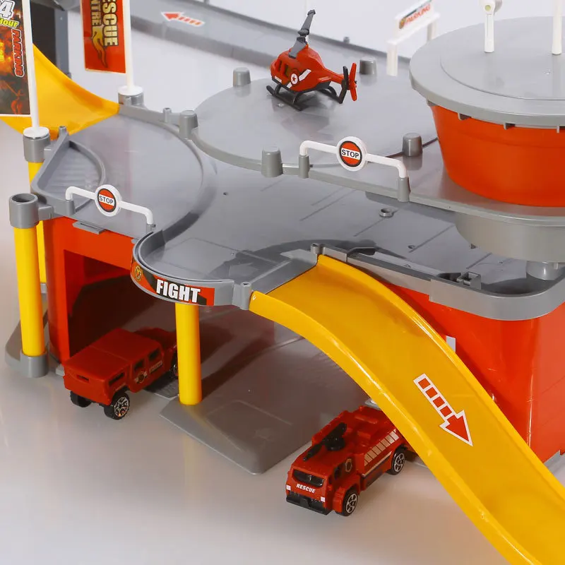 Автостоянка город пожарный центр Собранный трек 3D гоночный автомобиль трек детская развивающая игрушка для детей игрушки для детей
