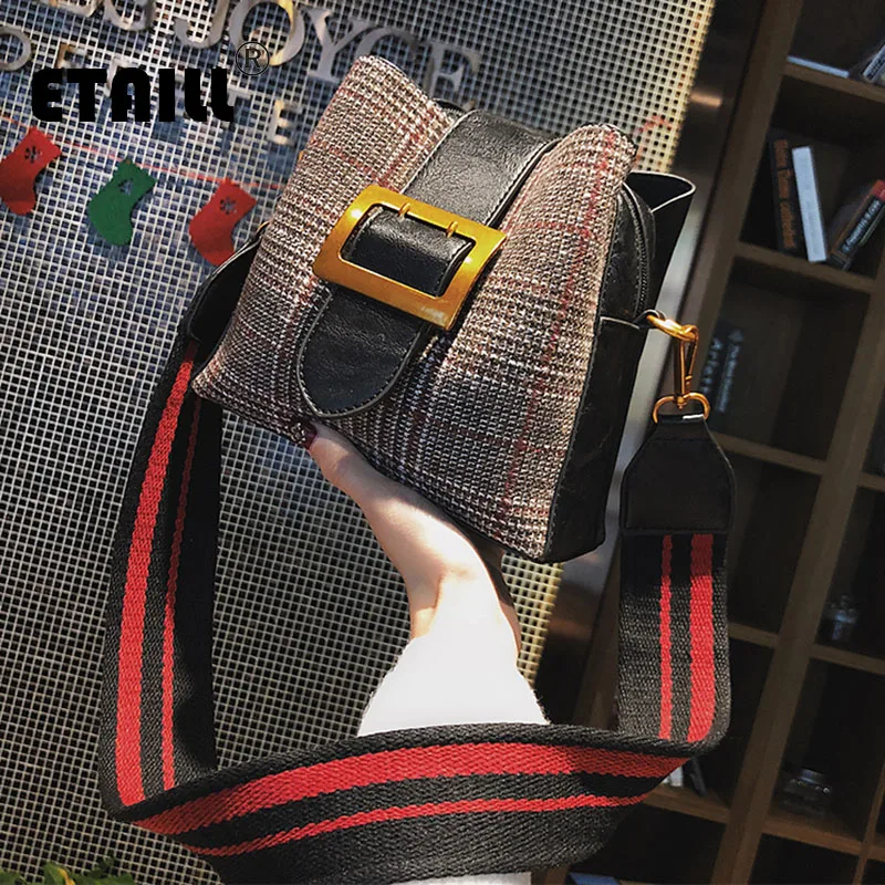 ETAILL маленькая клетчатая сумка мешок женские Сумки из искусственной кожи на плечо