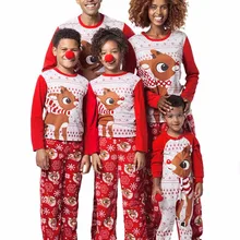 Семейный комплект рождественских пижам; Новинка года; одежда для сна с рождественским оленем для взрослых и женщин; одинаковые комплекты для семьи