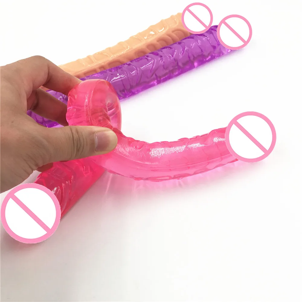 Long Dildos 370mm Flexible Soft Jelly Vagina and Anal Double Ended Dong Sex Toys Erotic Adult Products sex toys