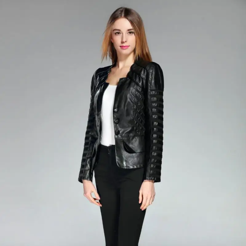 Fitaylor, весенне-осенняя мотоциклетная Черная куртка из искусственной кожи для женщин, большие размеры, Женская куртка-бомбер, байкерские женские кожаные куртки - Цвет: Черный