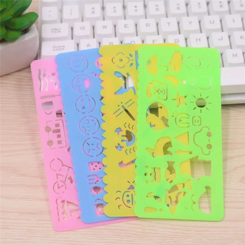 4PCS-Cute-Art-Graphics-Symbols-Drawing-Template-Stationery-Ruler-Kids-Drafting-Stencil-Toys-Gifts-For-Children (2)