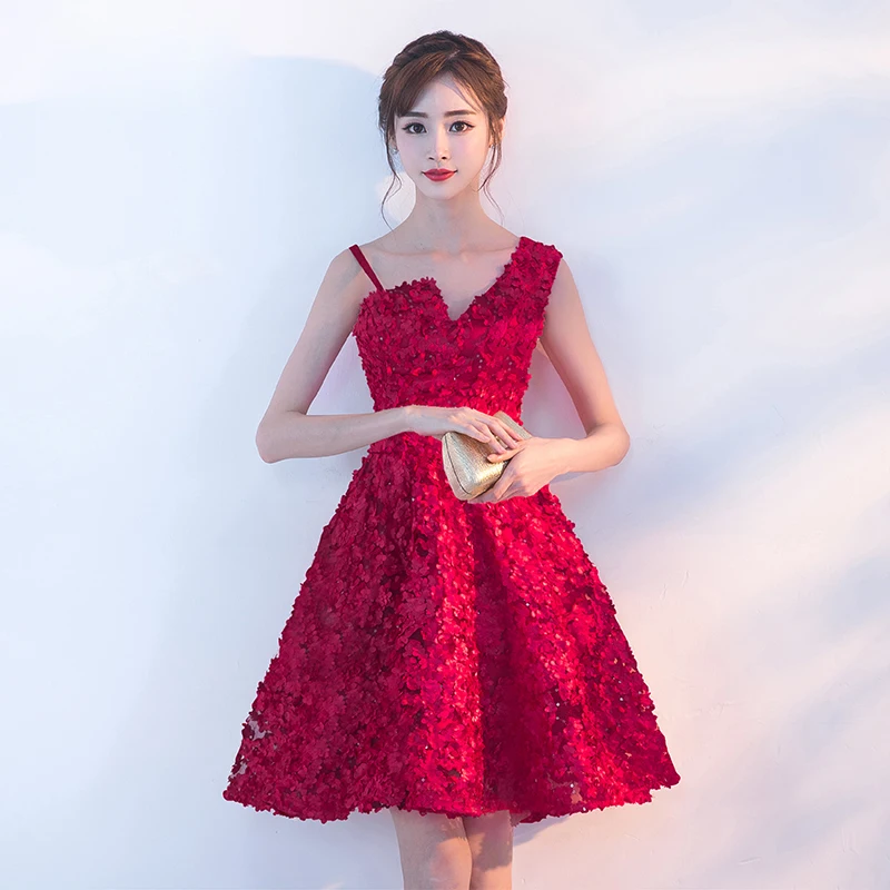 Robe de soiree темно-синее кружевное ТРАПЕЦИЕВИДНОЕ ПЛАТЬЕ с открытой спинкой без рукавов вечернее платье vestido de festa платье для выпускного вечера платья для дня рождения - Цвет: Wine Red
