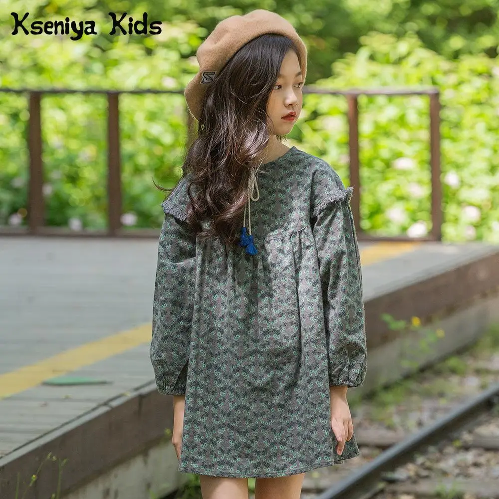 

Kseniya Kids Teenagers Big Girls 2018 Spring And Autumn Lace Princess Sweet Lovely Long Sleeve Floral Big Girl Kids Dress