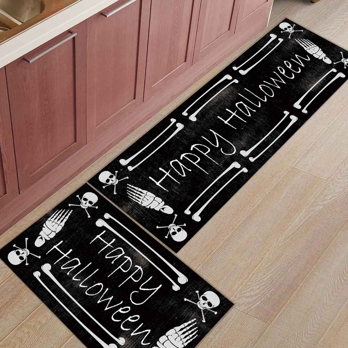 2 шт. кухонные подстилки И КОВРИКИ НАБОР современный Счастливый Хэллоуин домашний декор Нескользящая зона бегун входной коврик