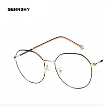 Новые ретро очки из полигона женские Уникальные аномалия оптическая оправа из металла модный бренд дизайн золотой черный оправа прозрачные линзы
