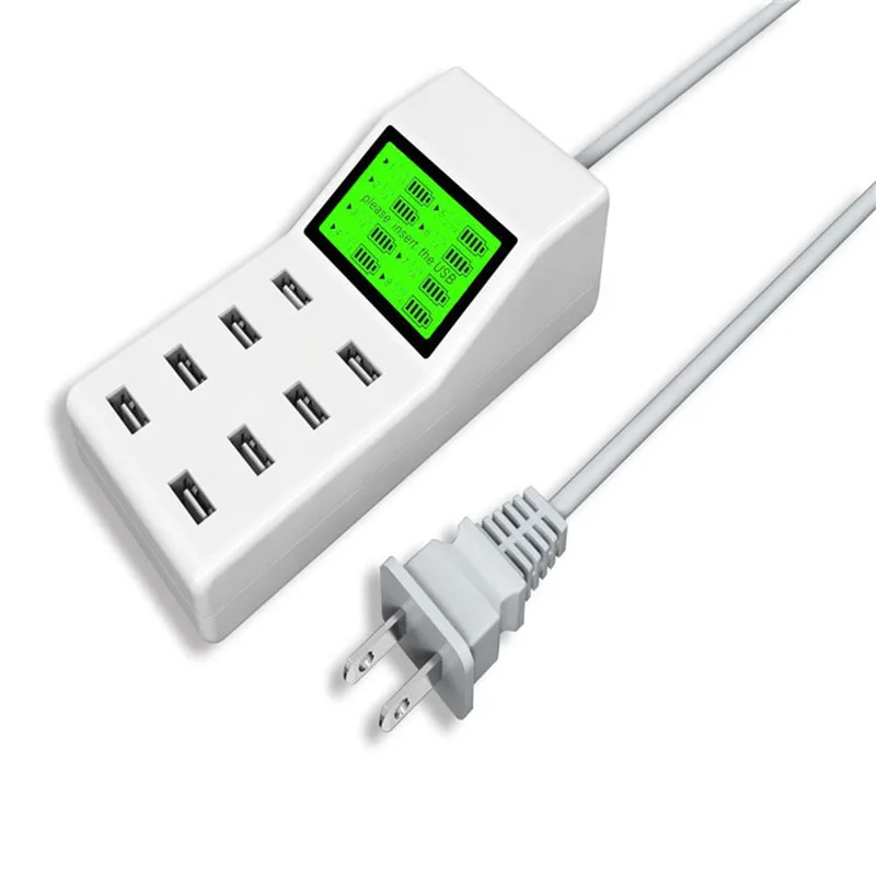 US EU UK Multi 8 Ports USB Charger with Lcd Screen DC