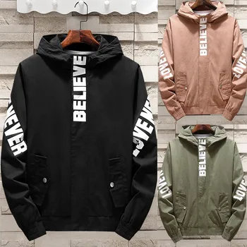 

JAYCOSIN 2019 TOP Men's Spring Autumn Fashion Casual Alphabet Printing Hooded Sports Jacket Coat 12.24