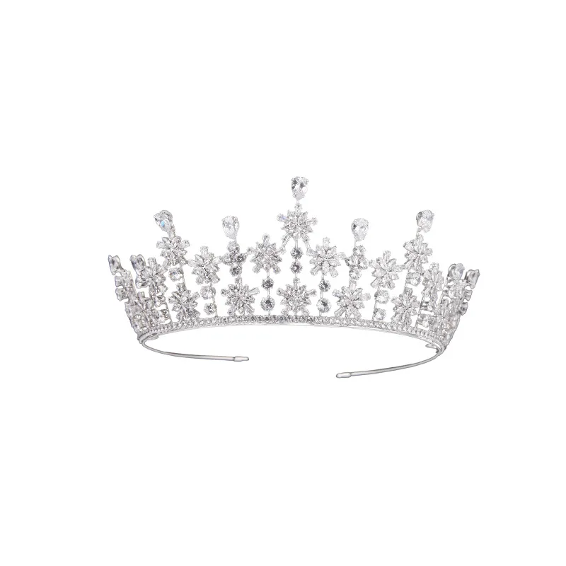 Himstory принцессы кубический тиары с цирконием Crown элегантность невесты вечерние прически свадебная корона украшение для волос