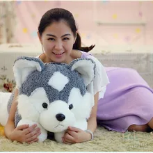 Средний Хаски игрушки для собак плюшевая Лайка с серым окрасом собака кукла имитация Хаски игрушка подарок на день рождения около 75 см