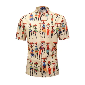 

African Dashiki Print Shirt Men 2019 Brand New Short Sleeve Hawaiian Shirt Streetwear Casual Beach Shirts Men Camisa Masculina