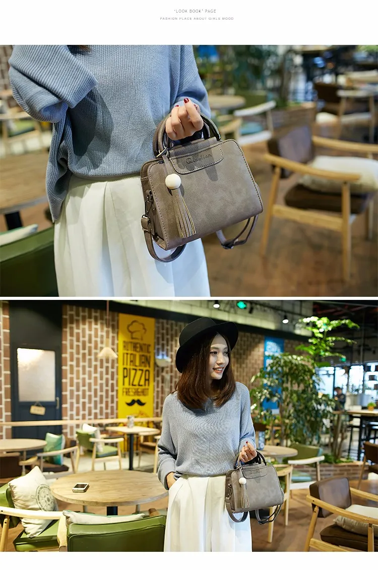 Free shipping, 2018 new women handbags, simple fashion flap, trend tassel woman messenger bag, Korean version shoulder bag. 17