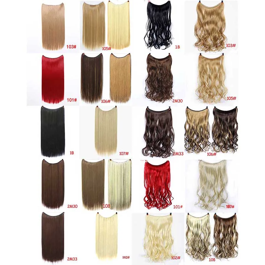 DIFEI 24 inch Long Synthetic Hair Heat Resistant Hairpiece Fish Line Straight Hair Extensions Secret Invisible Hairpieces