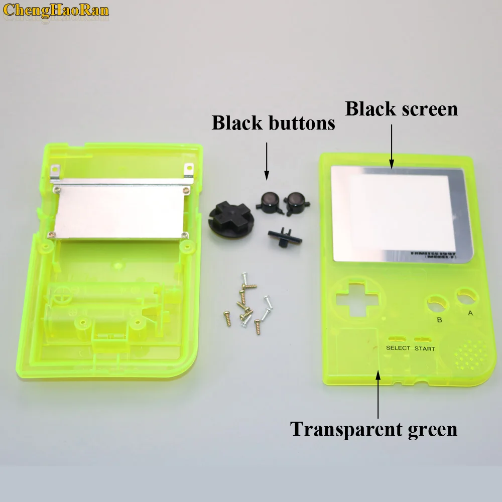 D Luminous yellow ChengHaoRan, 16 цветов на выбор, для nintendo Gameboy, карманный корпус, чехол, замена, для GBP, чехол, крышка с кнопками, комплект - Цвет: D Luminous yellow