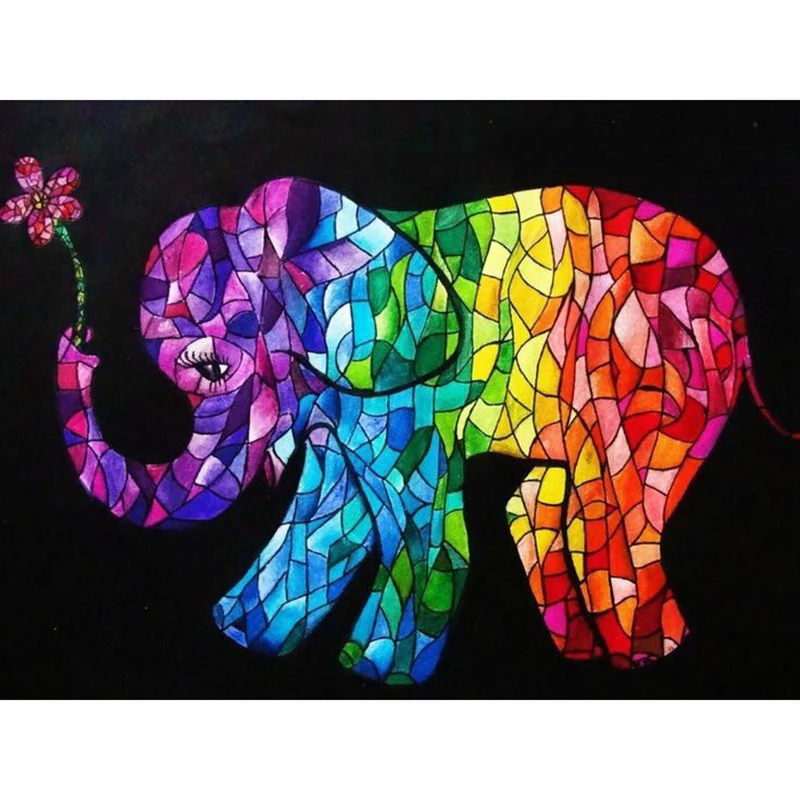 

5D DIY Diamond Painting Full Square/Round Drill " Stained Glass Elephant " 3D Diamond Embroidery Cross Stitch Mosaic Rhinestone