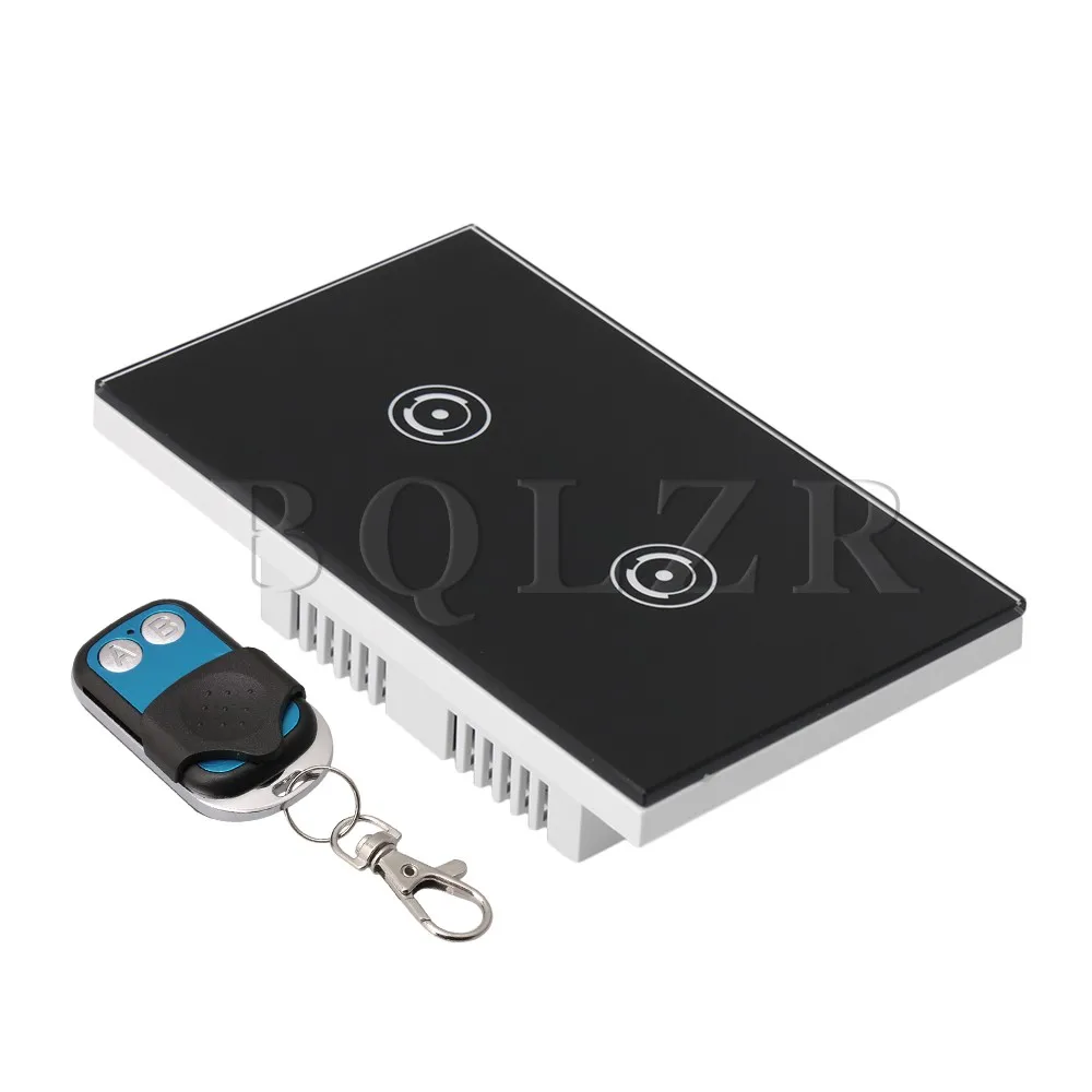 

BQLZR Black 118 Type 90-250V US Smart Wifi Touch Lights Switch Control Panel 1 Gang with Metal Remote Control Transmitter