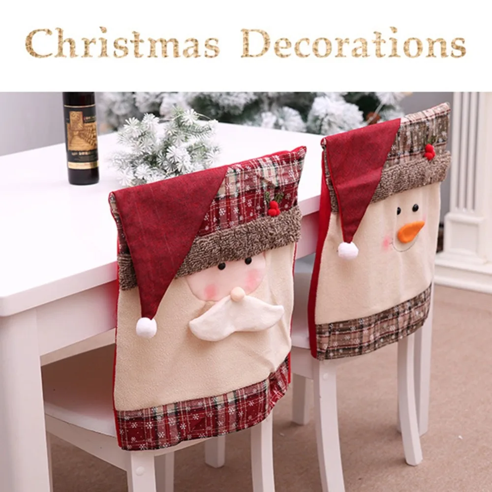 Christmas Decorations for Home Santa Claus chair cover Dinner Table Nonwoven fabric Party Red Hat Holders Xmas Navidad New Year (2)