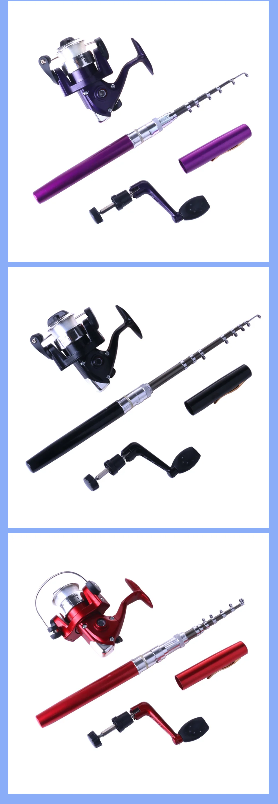 Vara de Pesca Varas de Pesca com Carretel Leste Ratio Chuva Bolso Telescópica Mini Forma Caneta Dobrado Frete Grátis 5.1: 1 2 Esporte e Lazer