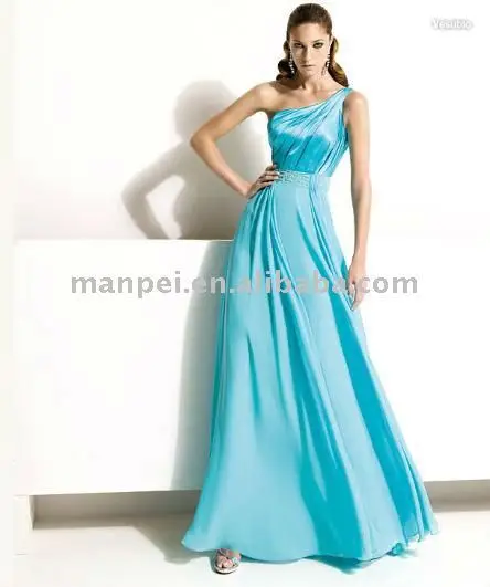 gorgeous one-shoulder beaded chiffon evening gown long prom dresses MPP-362 | Свадьбы и торжества