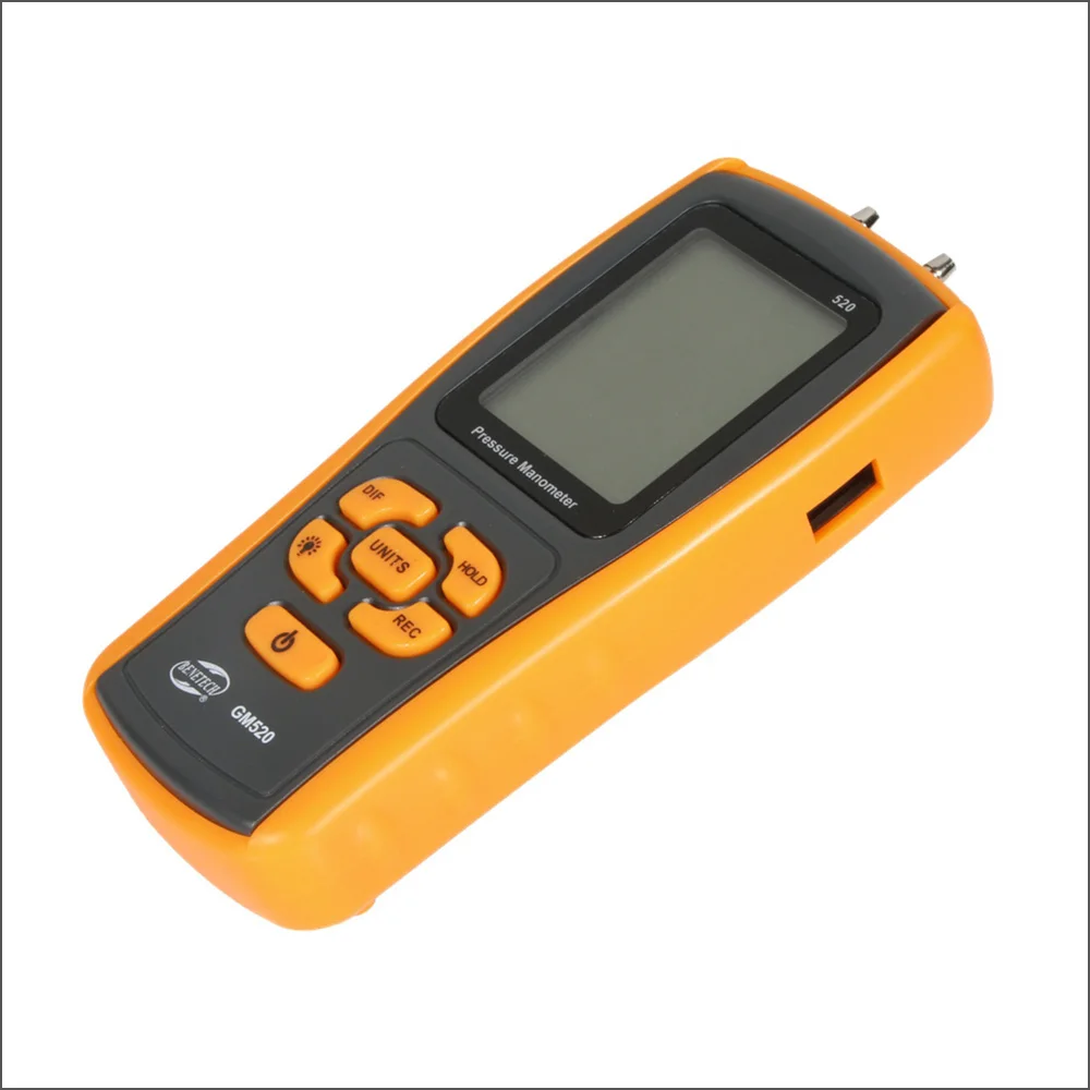 BENETECH Pressure Gauge Alat Ukur Tekanan Air Digital Handheld Ban Tekanan Diferensial Tester USB GM520 Alat Ukur Tekanan Air Pressure Manometer