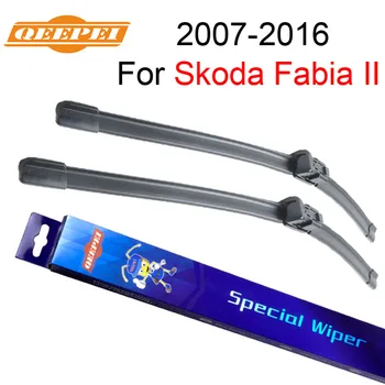 

QEEPEI Front Wiper Blades For Skoda Fabia II 2007 2008 2009 2010 2011 2012 2013 2014 2015 2016 Silicone Rubber Windshield Wiper
