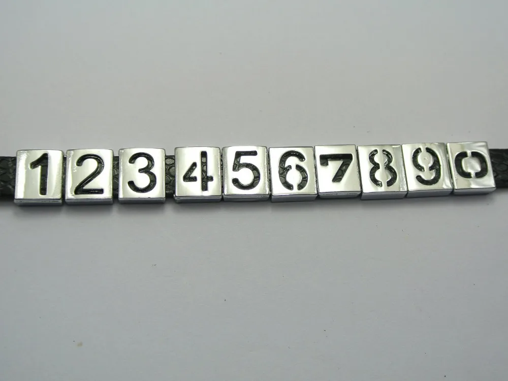 20 Mixed Alloy Carved Number &quot0-9&quot Slide Charm Fit 8mm Wristbands Belt Pet Collar | Украшения и аксессуары