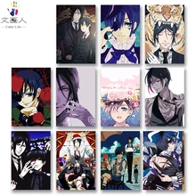 DIY раскрашивания фотографии по номерам с цвета черный дьякон японский ТВ изображение героев мультфильмов Рисунок Живопись по номерам оформлена дома