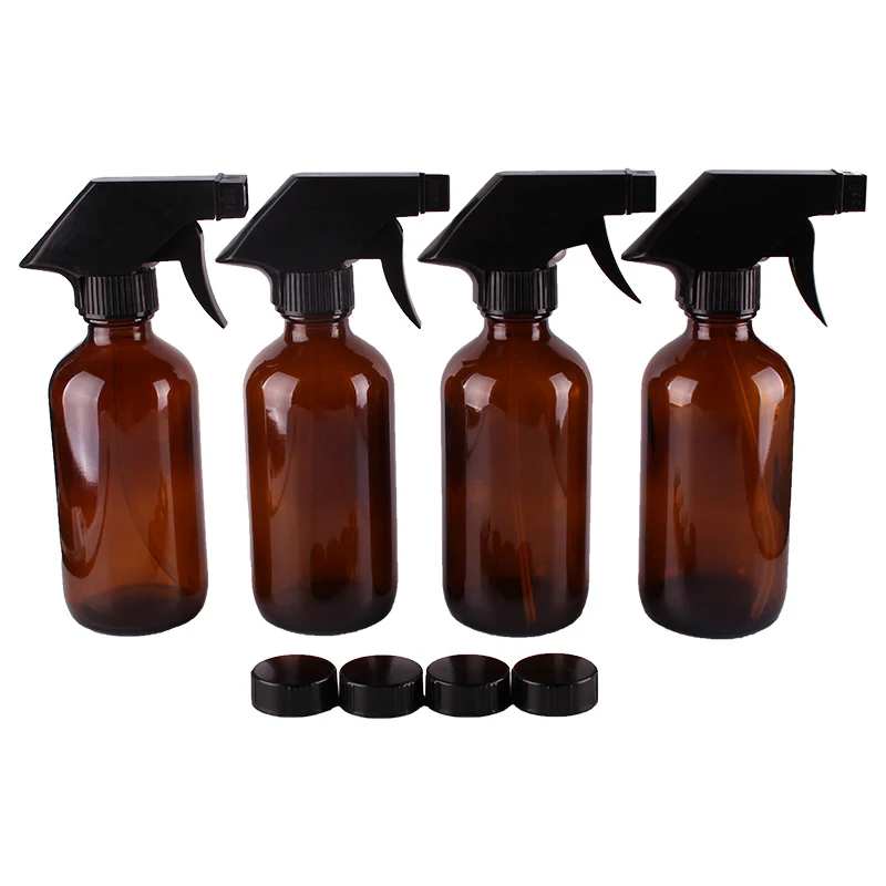 Download 4pcs 250ml 8OZ Amber Glass Spray Stream Bottle w/ black ...