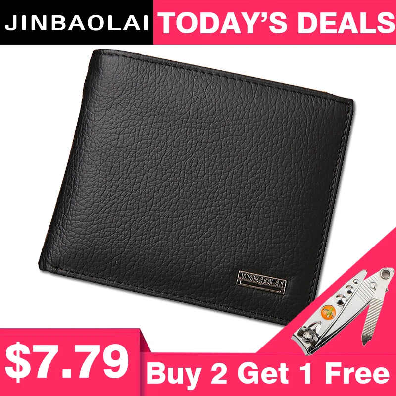 Luxury 100% Genuine Leather Wallet Fashion Short Bifold Men Wallet Casual Soild Men Wallets With Coin Pocket Purses Male Wallets