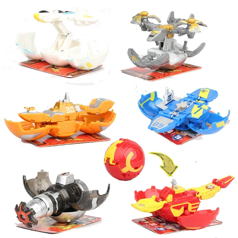 

New Arrival 6pcs/set Magnetic Deformation Warship Action Toy Figures Diameter 6cm Capsule Egg Toy Free Cards for Gift