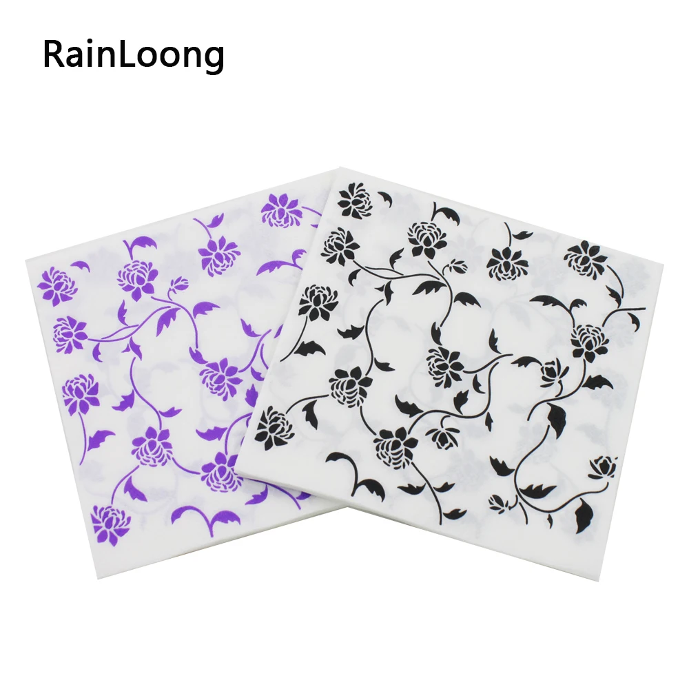 

[RainLoong] Printed Feature Flower Vintage Paper Napkin Event & Party Decoration Tissue Decoupage Servilleta 20pcs/pack/lot