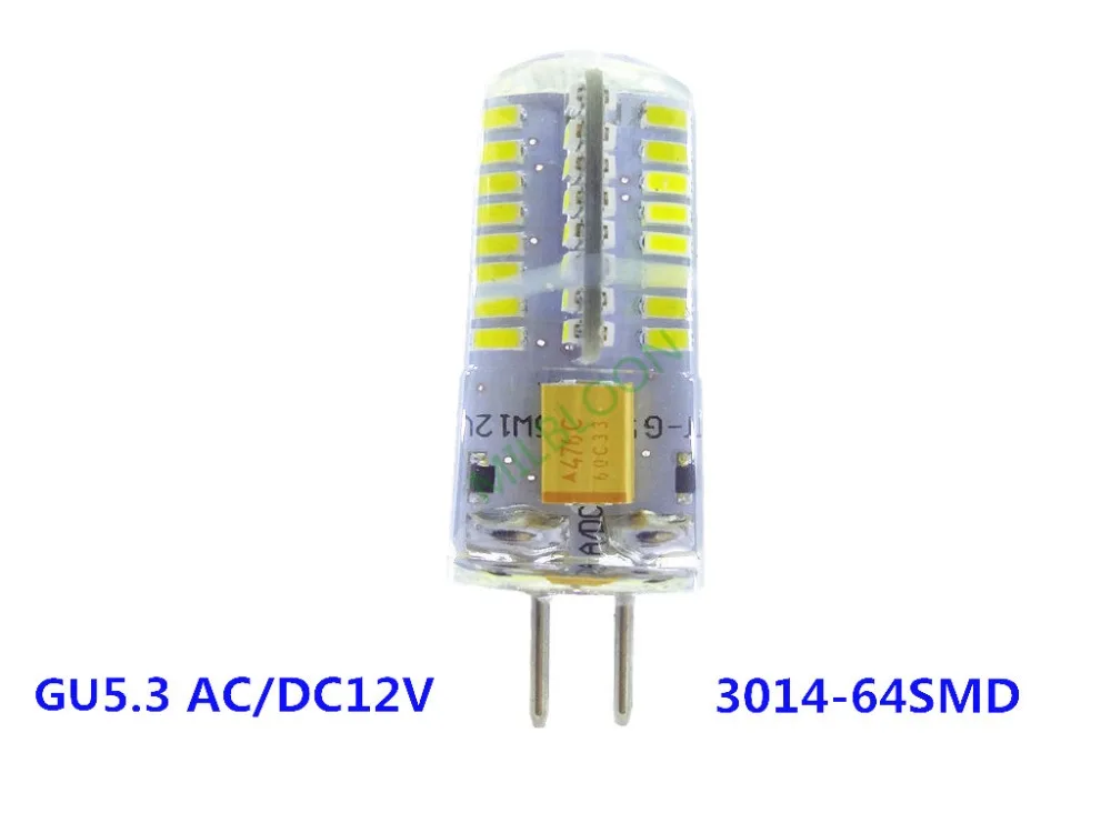 2 шт. gu5.3 светодиодный 12V силиконовые лампы хрустальная люстра светильник лампа светодиодный g5.3 AC12v 3014-64smd G5.3 DC12v светодиодный лампы