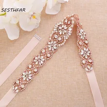 Розовое золото камни кристалл пояс невесты и пояс-кушак свадебное платье ручной работы платье с поясом ремень аксессуары J163RG