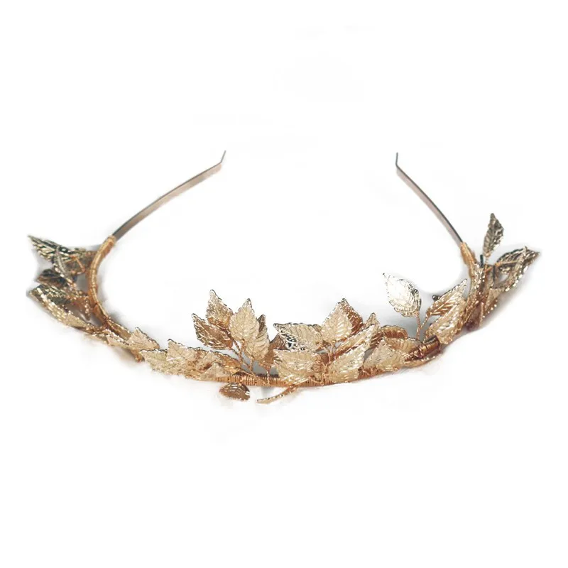 

Greek Goddess Leaf Crown Baroque Queen Gold Color Crown Tiara Wedding Bridal Headband Hair Accessories Hairpiece