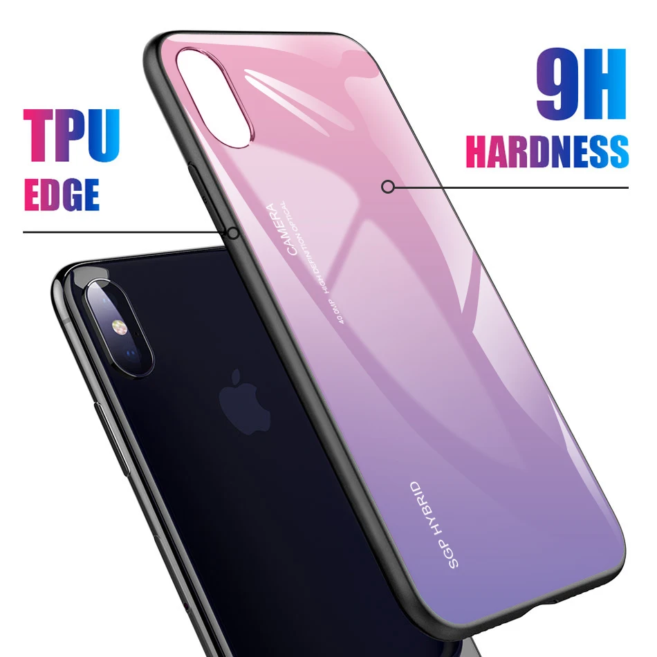 Чехол с градиентом для Redmi Note 7 задняя крышка из закаленного стекла силиконовый
