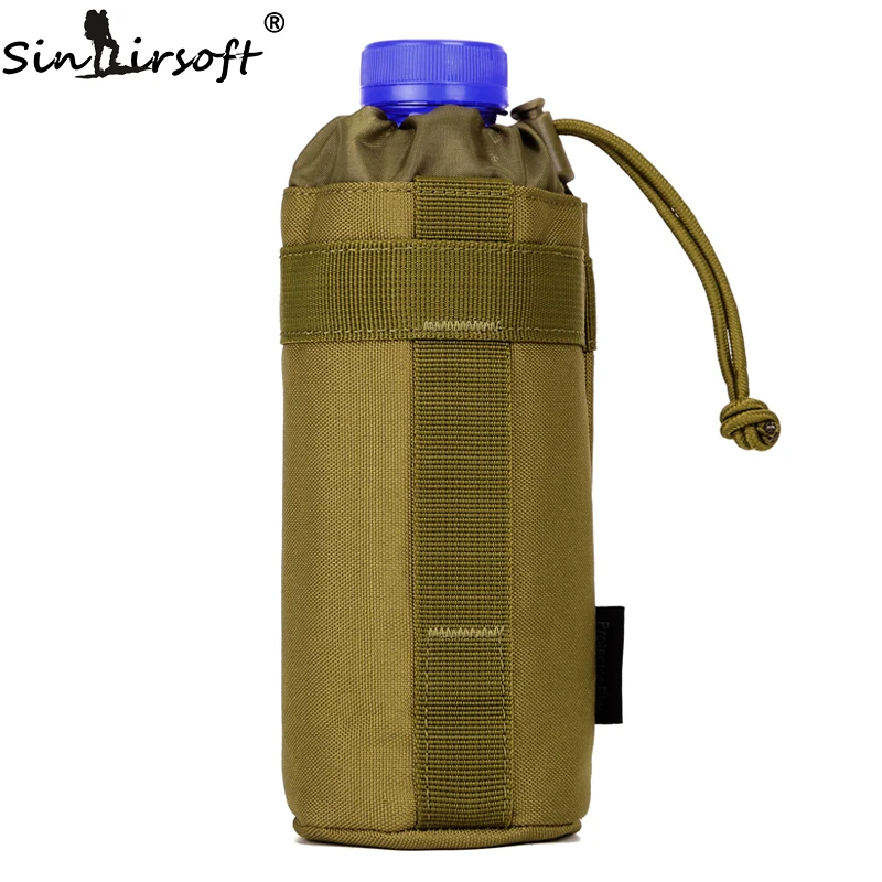 SINAIRSOFT MOLLE System Water Bottle Climbing Bags D-ring Holder Drawstring Pouch Army Durable Travel Hiking Water Bag