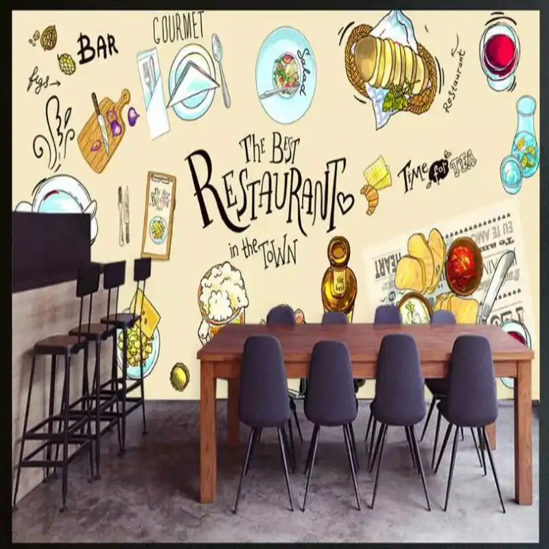 Hd Hand Painted Meal Mural Wallpaper For Western Restaurant Food Drink Background Wall Decor Modern Wallpaper Background Aliexpress