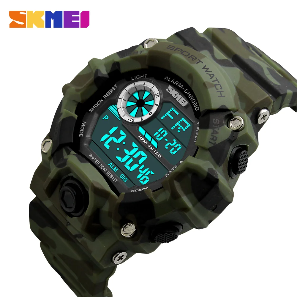 S Shock SKMEI мужские спортивные часы мужской армия камуфляж военные светодиодный