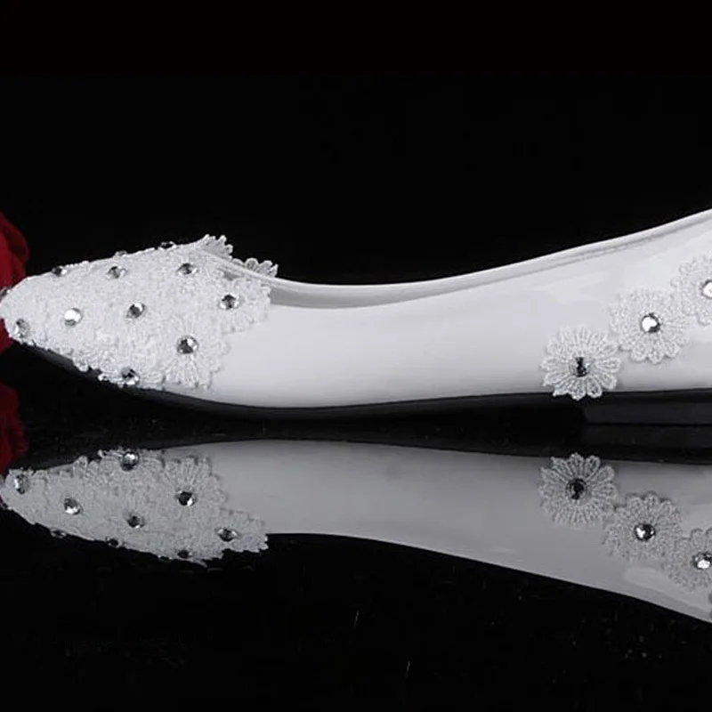 Spring Summer Lace Rhinestone Flat Heel Bridesmaid Shoes Dancing Party Prom Bridal Dress 
