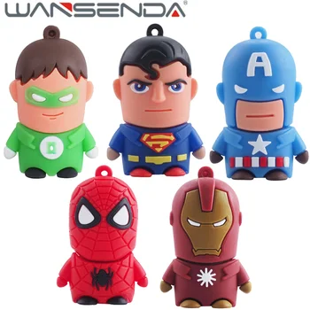 

WANSENDA Cartoon USB Flash Drive Cute Pen Drive Super Hero 128GB 64GB 32GB 16GB 8GB 4GB 2.0 Pendrive Batman Silicone Stick Gift
