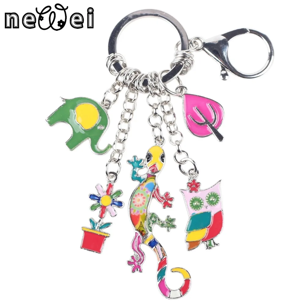 Женский брелок с эмалью Gecko Lizard Owl Elephant Ювелирное Украшение 2019|key chain|key key chainelephant