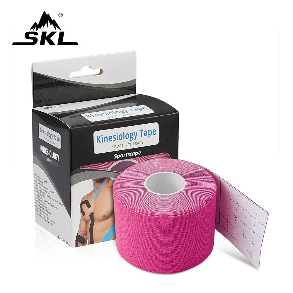

SKL Waterproof Kinesiology Tape 5m Roll of Elastic Muscle Support Tape for Exercise Running, Cycling, Sports & Injury Recovery