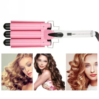 

25mm Professional Three Barrels Hair Curler Ceramic Waver Hairstyle Electric Hair Curling Iron Hair Styling Waver Styler Tools