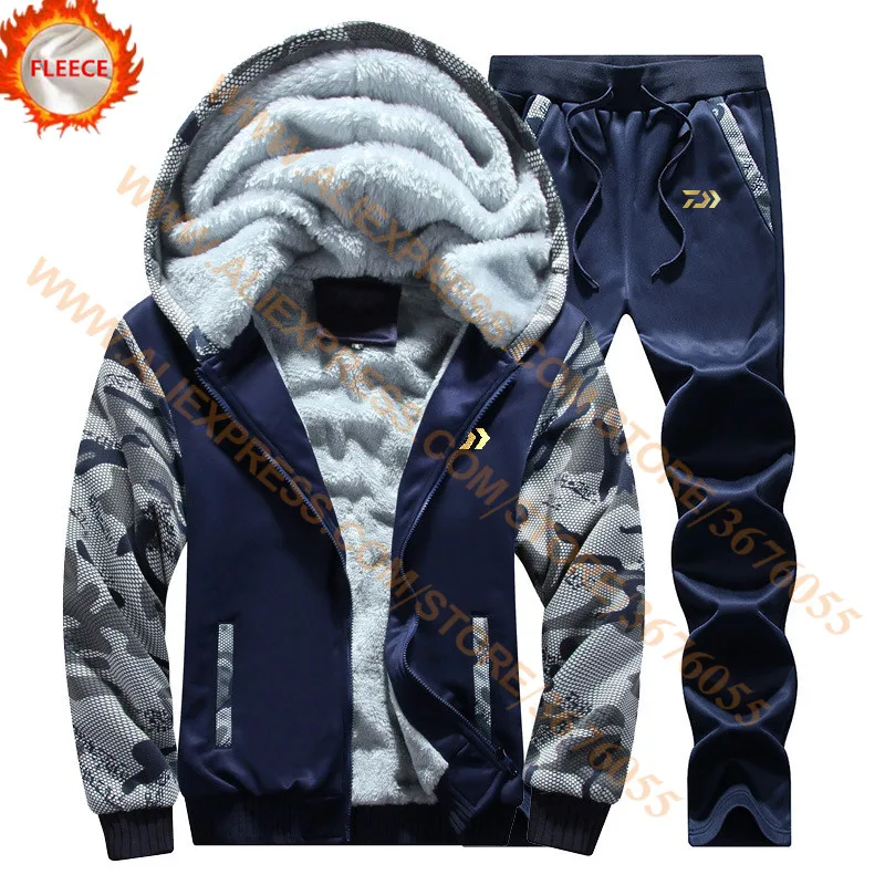 En Ligne DAIWA polaire vêtements de pêche ensemble printemps automne Sport de plein air Camouflage randonnée pêche chemise et pantalon hommes veste de pêche