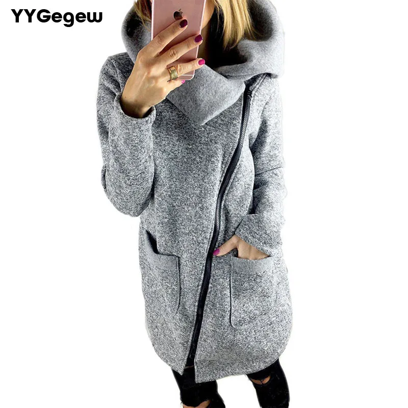 

Plus Size 5XL Winter Autumn Women Knit Basic Coat Asymmetric Thick Female Solid Color Side Zipper irregular Jacket With Pocket