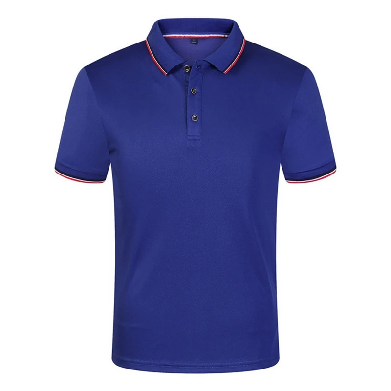 Мужские летние рубашки поло из хлопка с коротким рукавом, дышащие, не скатываются, новинка, одноцветные брендовые рубашки поло, топы, футболки для мужчин размера плюс S-3XL - Цвет: royal blue