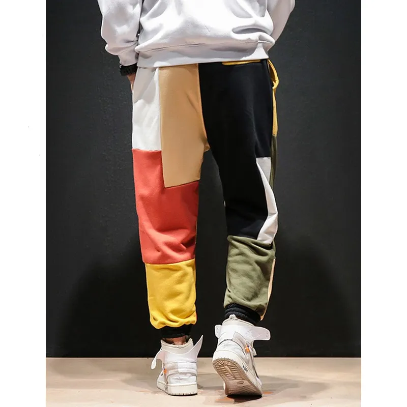 Цветные шаровары в стиле пэчворк, мужские уличные повседневные штаны для пробежек, мужские Модные Ретро хлопковые спортивные штаны, мужские брендовые штаны M-5XL