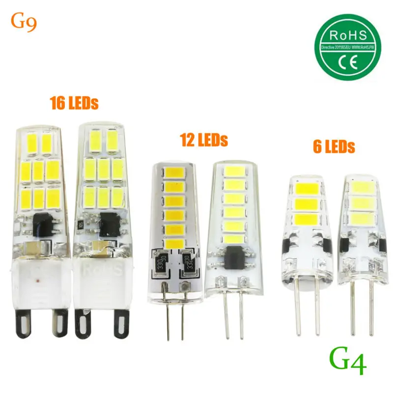 

2016 new LED Bulb SMD 5733 LED G4 G9 6 12 16 LEDs lamp 2W 3W 5W Corn Light AC220V 360 Degree Replace Halogen Lamp